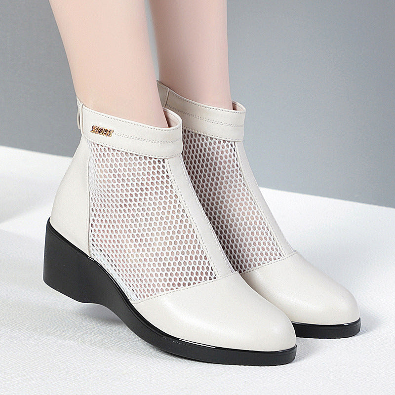 Damen Modische Stiefeletten mit durchlässigem Netzmaterial und bequemem Absatz R&B