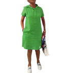 Damen nan legeres Kapuzenkleid mit kurzem Ärmel, geradem Schnitt und Kordelzug R&B
