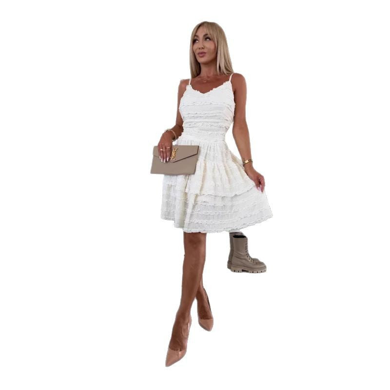 Damen Sommerliches A-Linien Kleid mit Rüschen und feinem Strukturdesign R&B