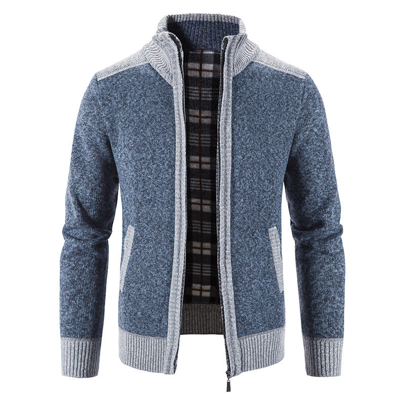 Herren Strickjacke mit modernem Stehkragen und strukturiertem Design R&B