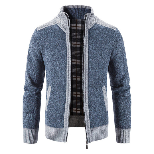 Herren Strickjacke mit modernem Stehkragen und strukturiertem Design R&B