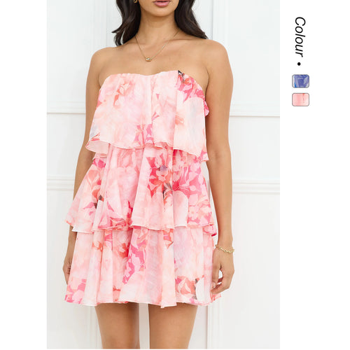 Damen Voluminöses Trägerkleid mit fließendem Schichten-Design R&B