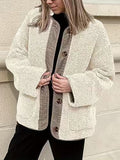 Damen Kuschelige Teddyjacke mit Knopfverschluss und weiter Schnitt R&B