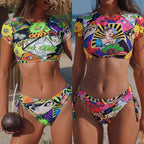Damen Crop-Top Bikini mit floralem Design R&B