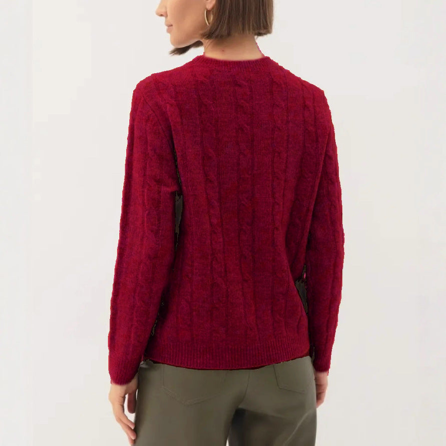 Damen Rückenschnitt Pullover mit strukturiertem Zopfmuster