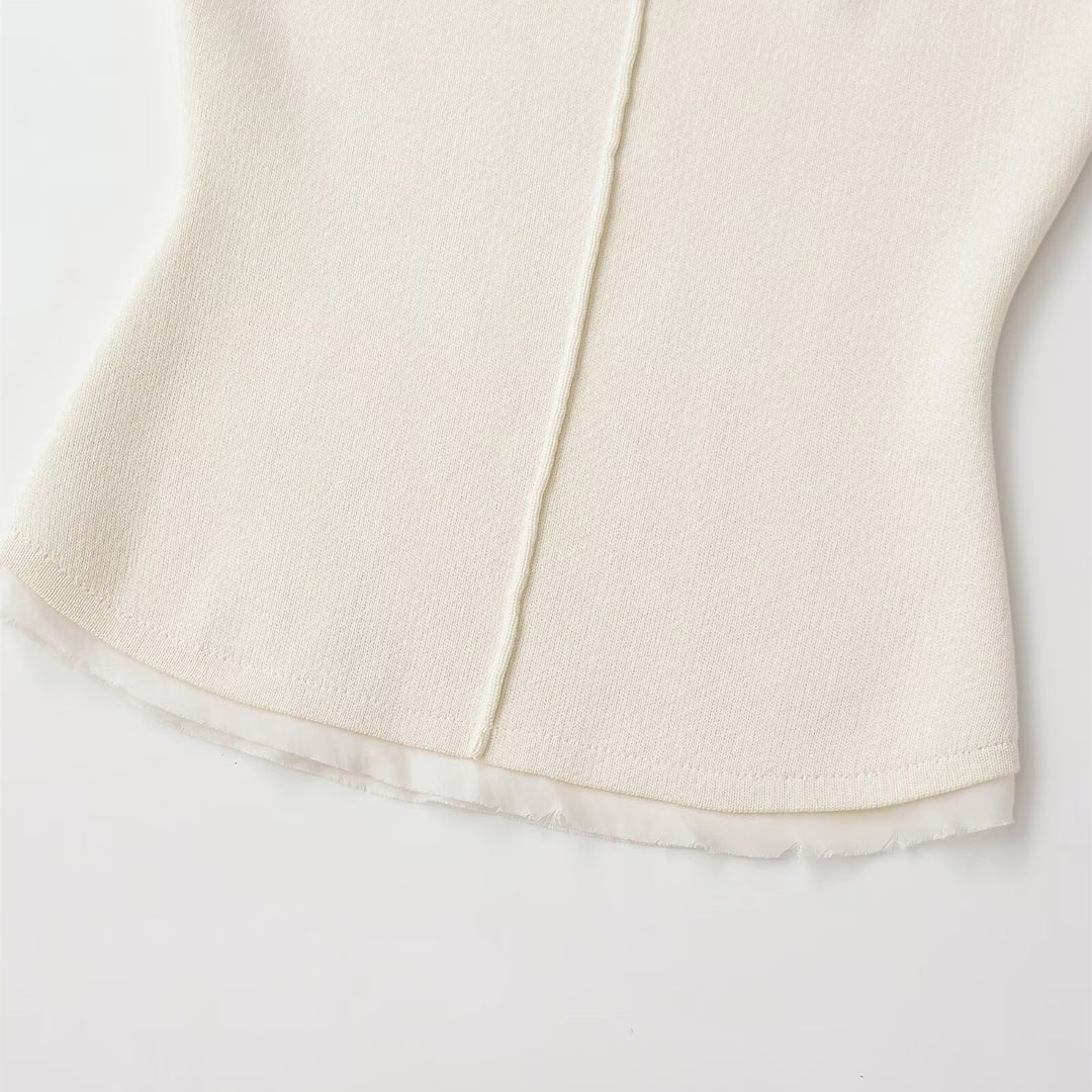 Damen figurbetontes kurzärmliges Shirt mit Rippstruktur R&B