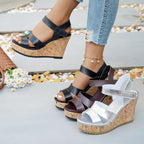 Damen Wedge-Sandalen mit verstellbaren Riemen und rutschfester Korksohle R&B