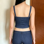 Damen Denim Crop-Top mit modischem Schnitt und verstellbaren Trägern R&B