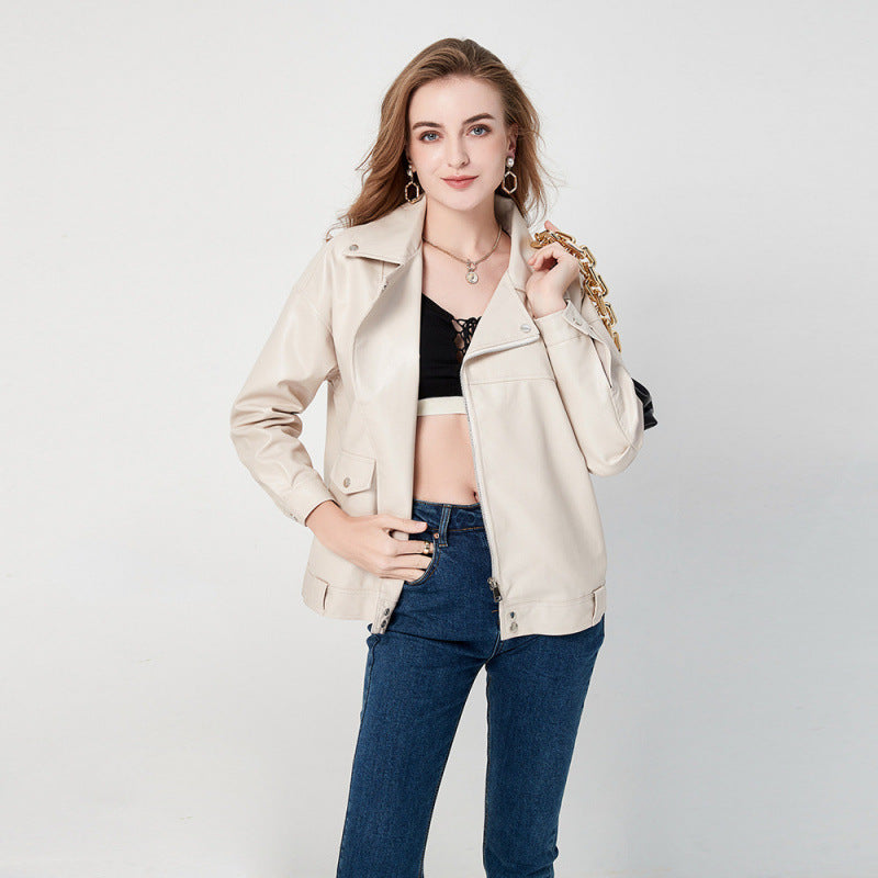 Damen Kunstleder Bikerjacke mit dekorativen Akzenten