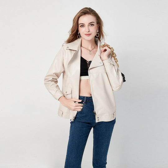 Damen Kunstleder Bikerjacke mit dekorativen Akzenten