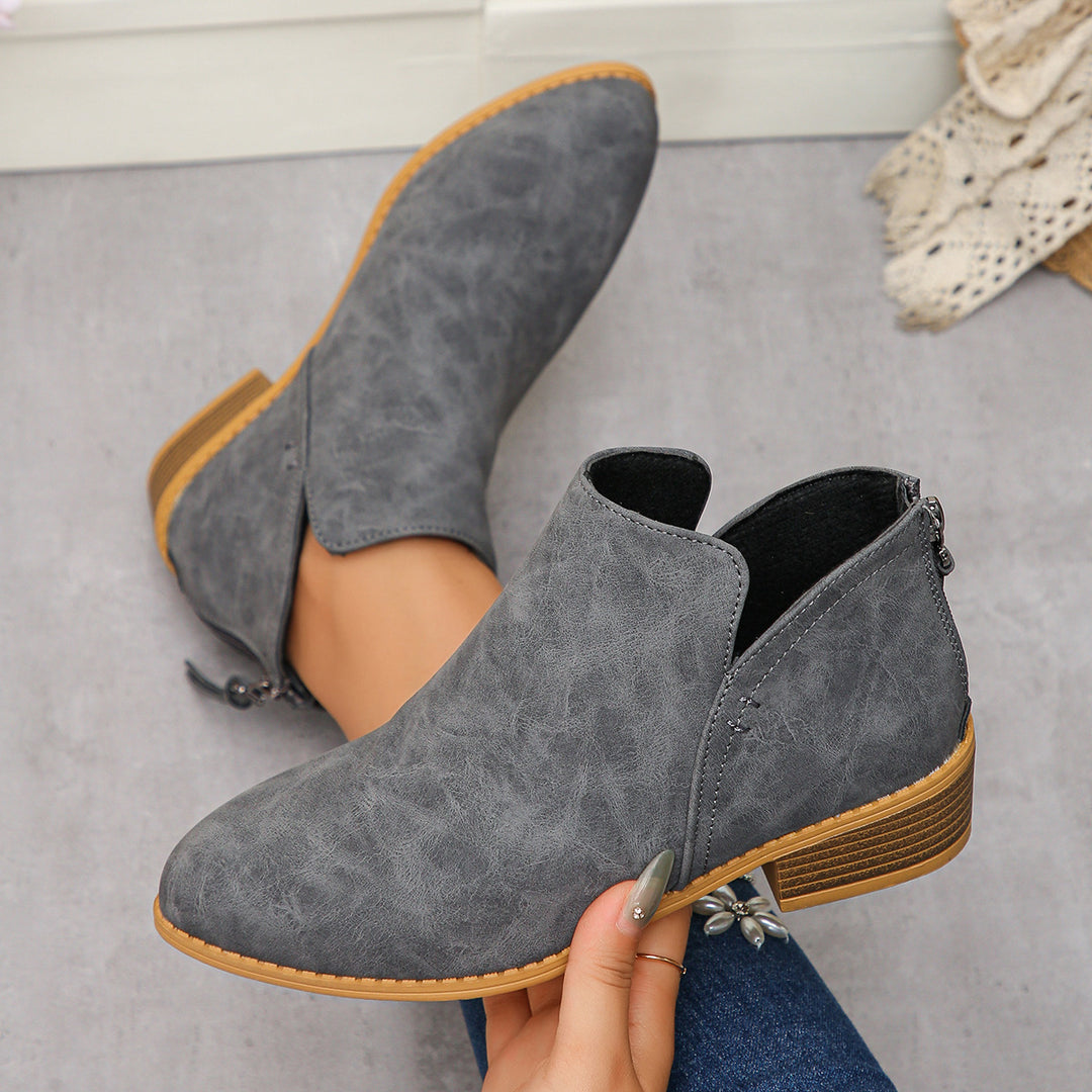 Damen modische Ankle Boots mit seitlichem Reißverschluss und geschmackvollem Design R&B