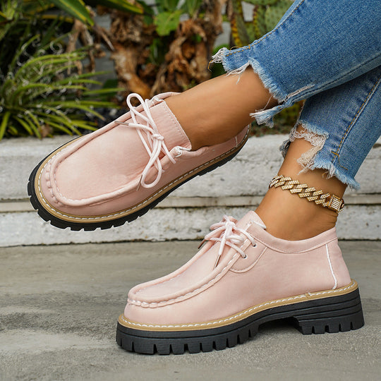 Damen bequeme Leder-Schnürschuhe mit rutschfester Sohle und praktischer Schnürung R&B