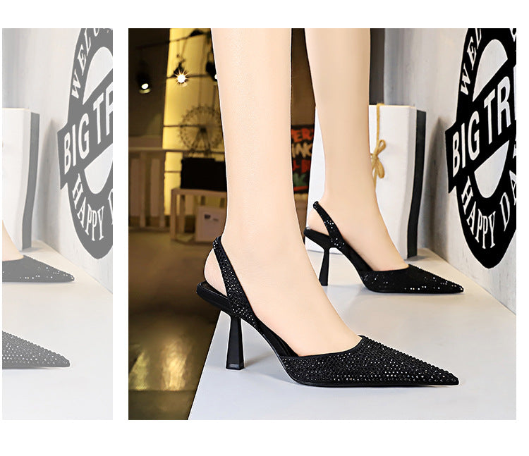 Damen Elegante Slingback-Pumps mit funkelnden Strassdetails und geschwungenem Absatz R&B