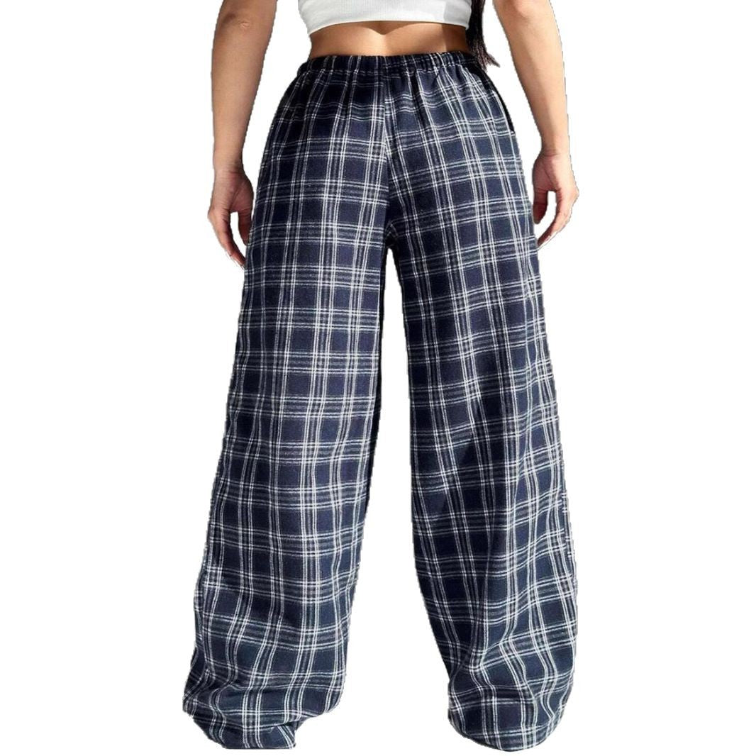 Damen Weite Karohose mit elastischem Bund und praktischen Taschen R&B