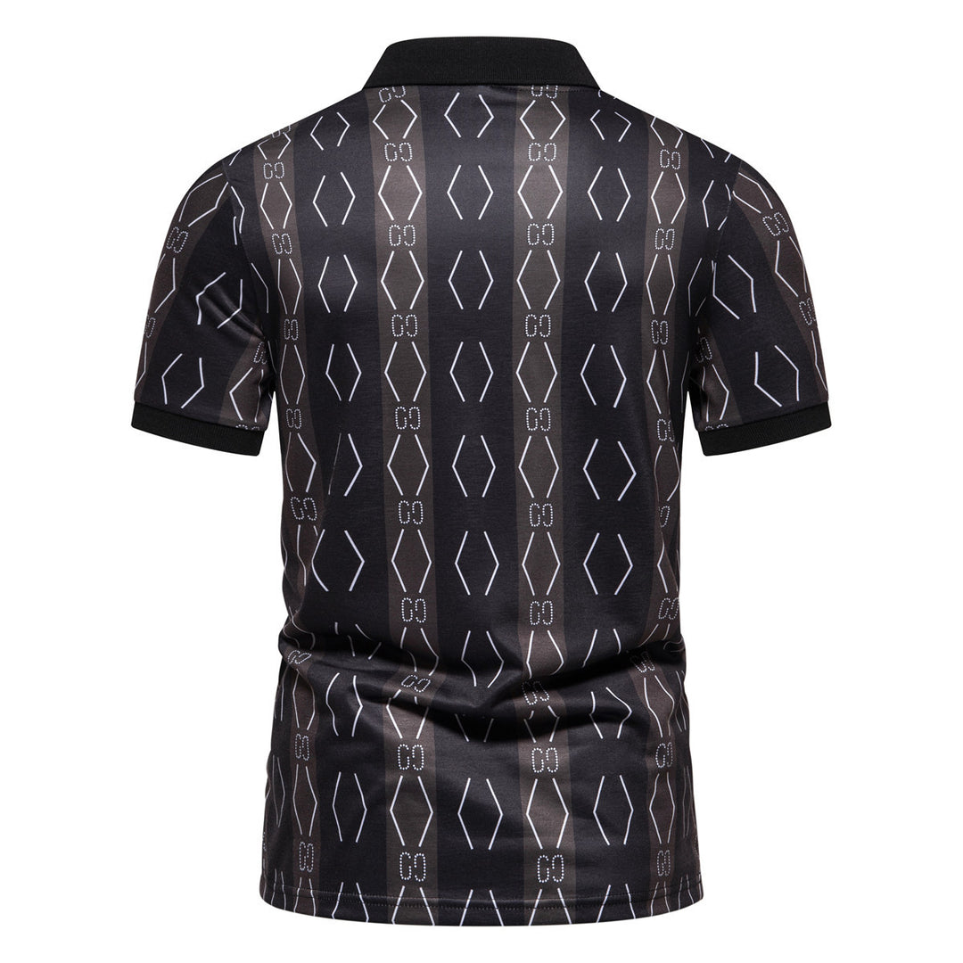 Herren Poloshirt mit einzigartigem grafischen Muster und modernem Kragen R&B