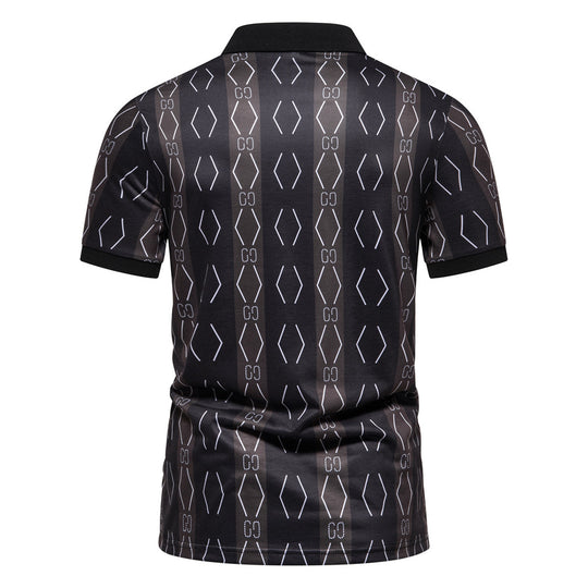 Herren Poloshirt mit einzigartigem grafischen Muster und modernem Kragen R&B