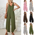 Damen luftiger Jumpsuit mit weitem Bein und praktischen Taschen R&B
