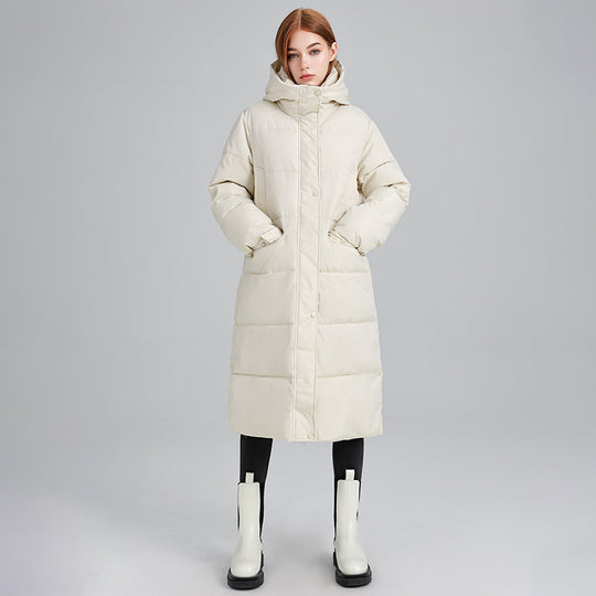 Damen Lange isolierte Winterjacke mit Kapuze und einzippbarem Kragen R&B
