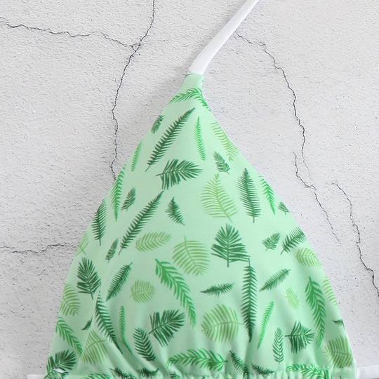 Damen trendiger Triangel-Bikini mit botanischem Muster R&B