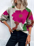 R&B | Pullover Pullover Strickstoff Lockere Passform Rundhals Ballonärmel Gemustert