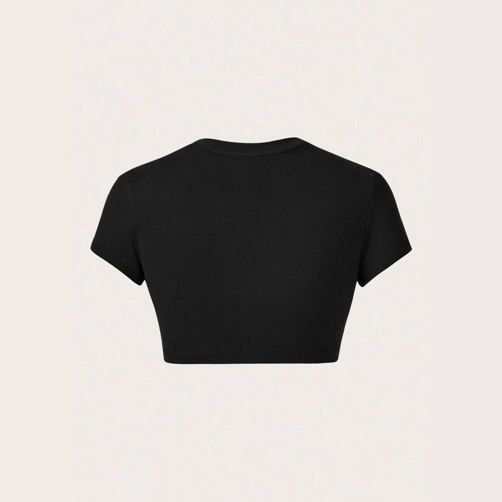 Damen Crop-T-Shirt mit kreativem unvergesslichem Statement R&B