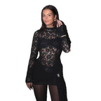 Damen Elegantes Spitzen-Minikleid mit asymmetrischem Saum und Raffungen R&B