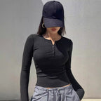 Damen Langarmshirt mit Knopfleiste R&B