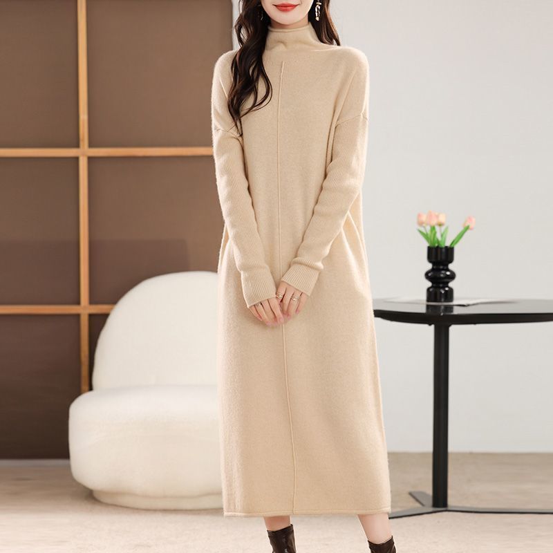 Damen Elegantes Strickkleid mit Rollkragen und Oversized-Schnitt