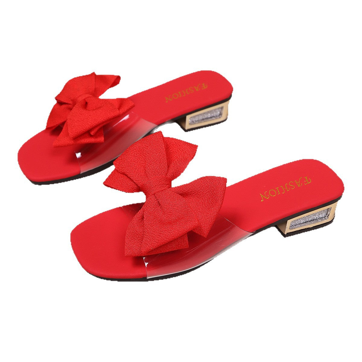 Damen Slippers mit modischem Schleifendesign und transparentem Riemen R&B