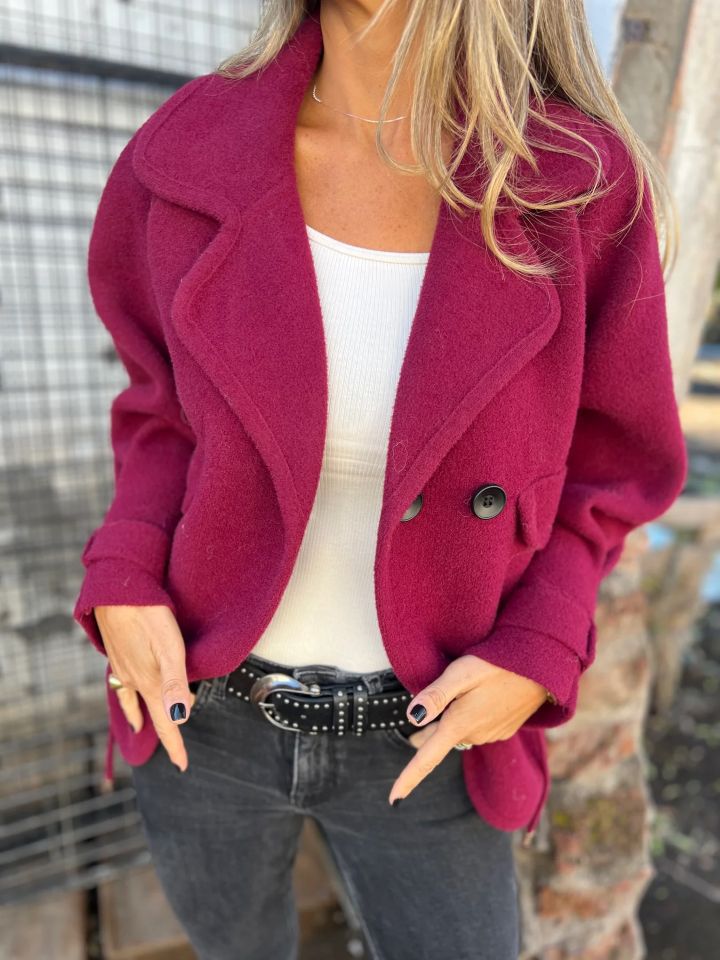 Damen Lässige Oversized-Jacke mit stylischem Kragen und Knopfverschluss R&B
