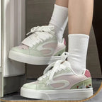 Damen Modische Sneaker mit floralem Design und dicker Sohle R&B