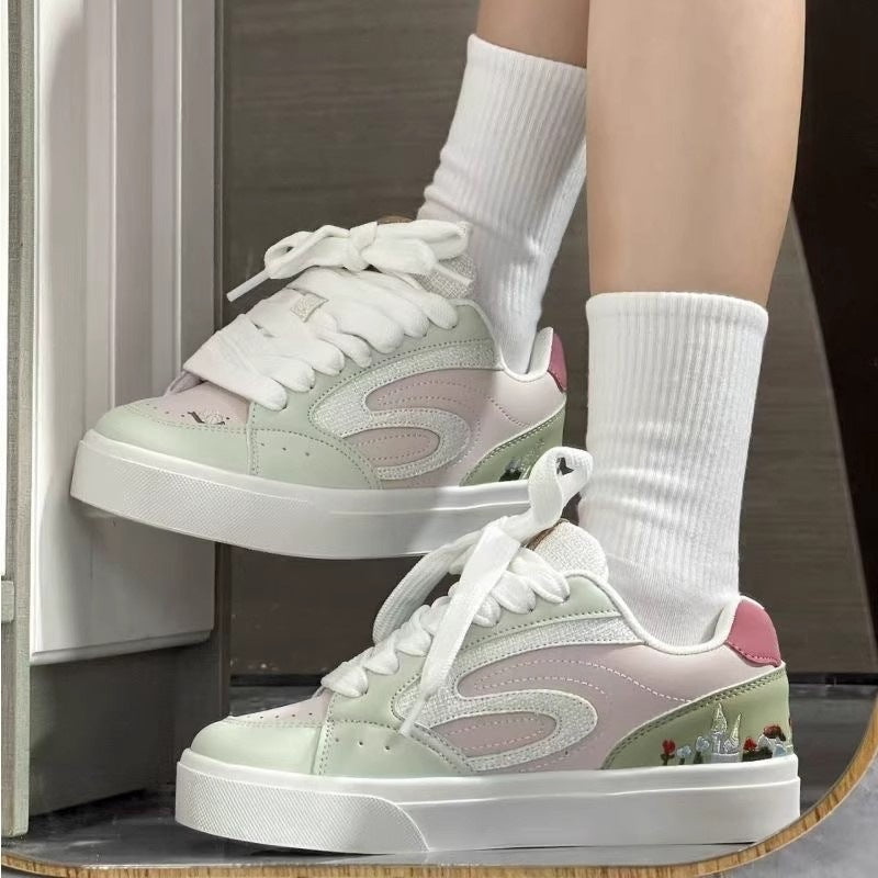 Damen Modische Sneaker mit floralem Design und dicker Sohle R&B