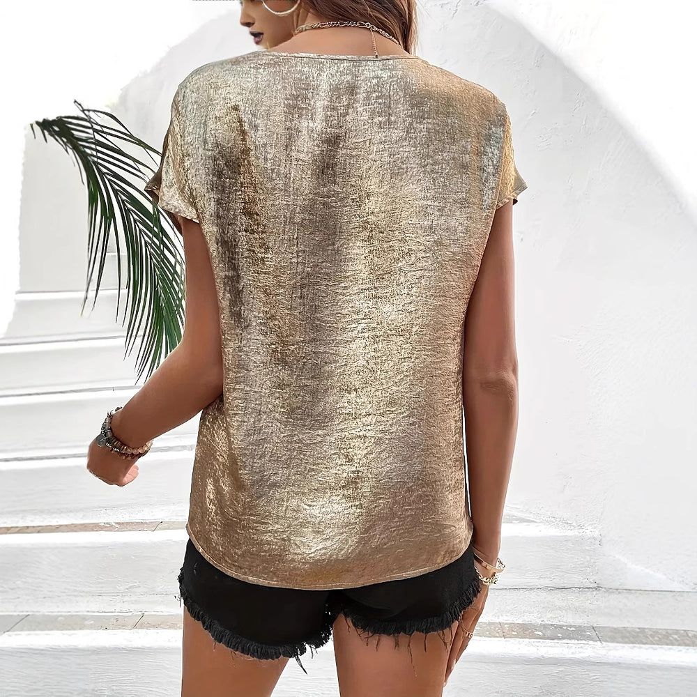 Damen Elegantes V-Ausschnitt-Oberteil mit funkelndem Finish R&B