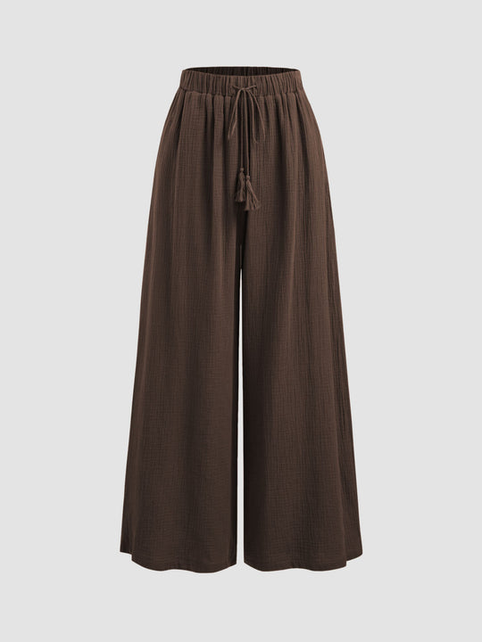 Damen weite Sommerhose im lässigen Boho-Stil mit elastischem Bund und seitlichen Taschen R&B