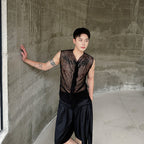 Herren modisches ärmelloses Oberteil mit transparentem Design und raffinierten Details R&B