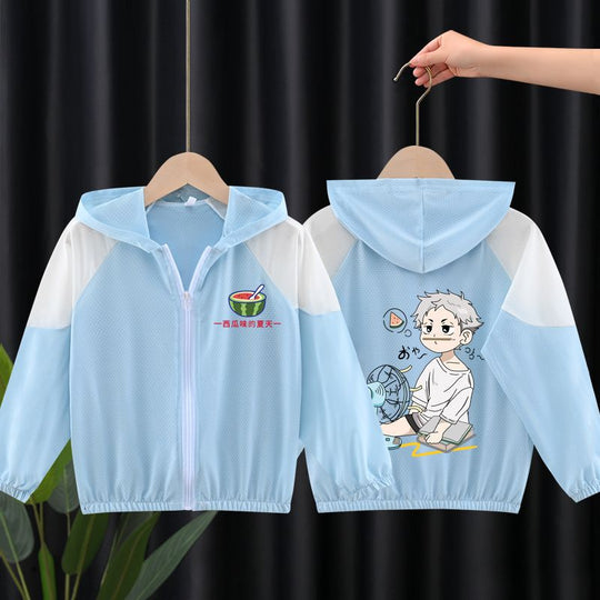 Unisex nan leichte atmungsaktive Kinder-Sommerjacke mit Kapuze und Astronautenprint  R&B