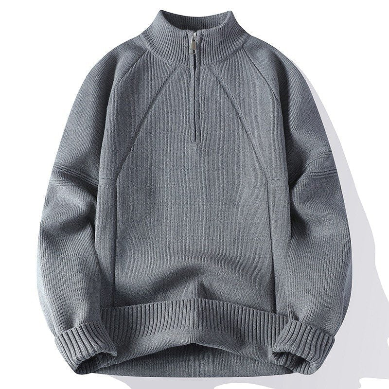 Herren Sportlicher Stehkragenpullover mit Reißverschluss und strukturiertem Design