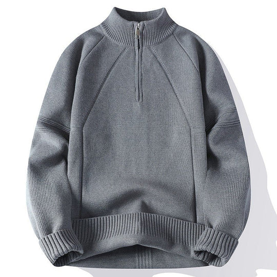 Herren Sportlicher Stehkragenpullover mit Reißverschluss und strukturiertem Design R&B