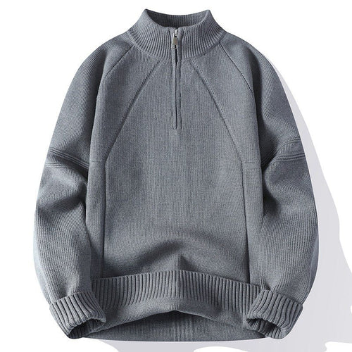 Herren Sportlicher Stehkragenpullover mit Reißverschluss und strukturiertem Design R&B