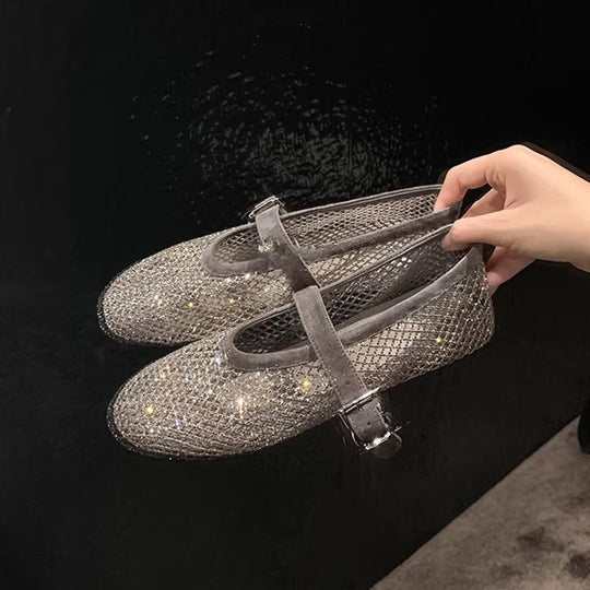 Damen elegante Ballerinas mit dekorativem Strassbesatz R&B