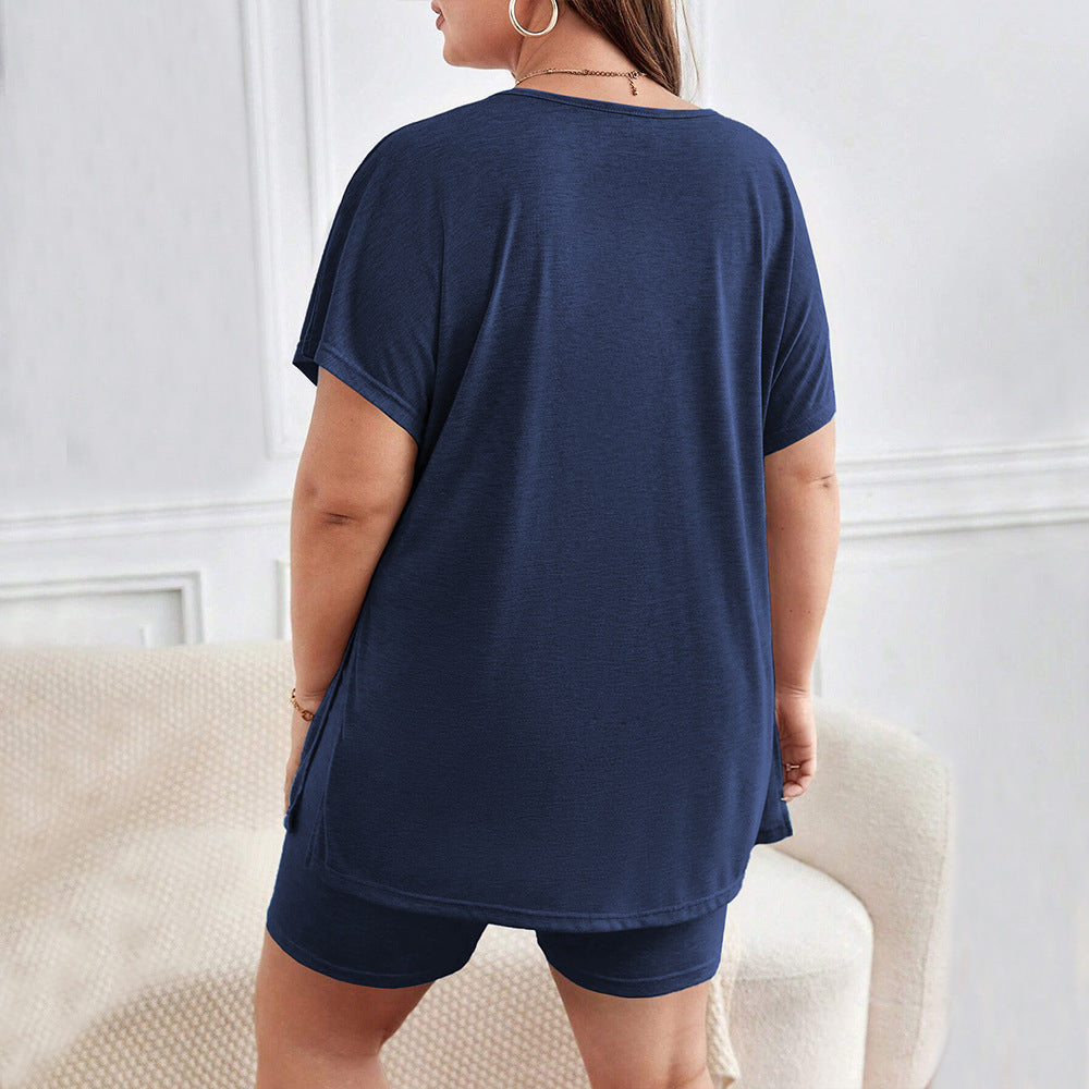 Damen bequemer Lounge-Set mit T-Shirt und Shorts R&B