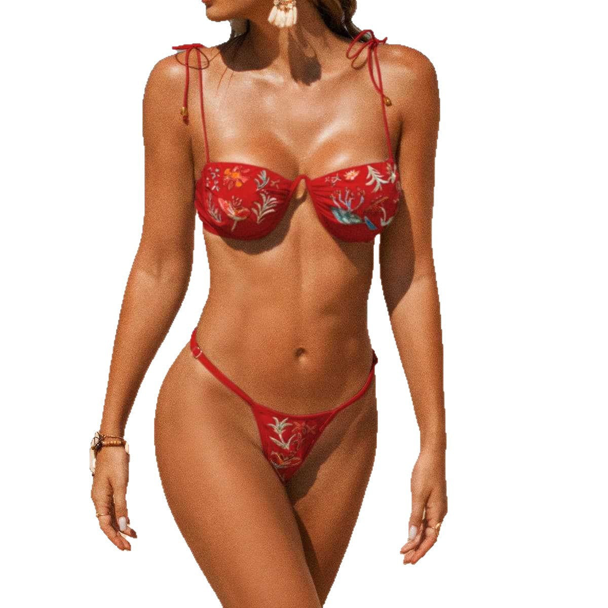 Damen Bunt bestickter Bikini R&B