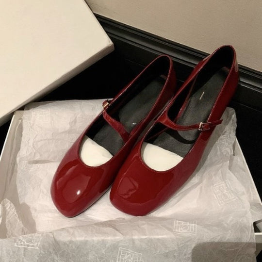 Damen Elegante Ballerinas mit verstellbarem Riemen und luxuriösem Glanz R&B