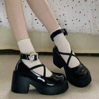 Damen Plateau-Pumps mit elegantem Riemen und modischem Absatz R&B