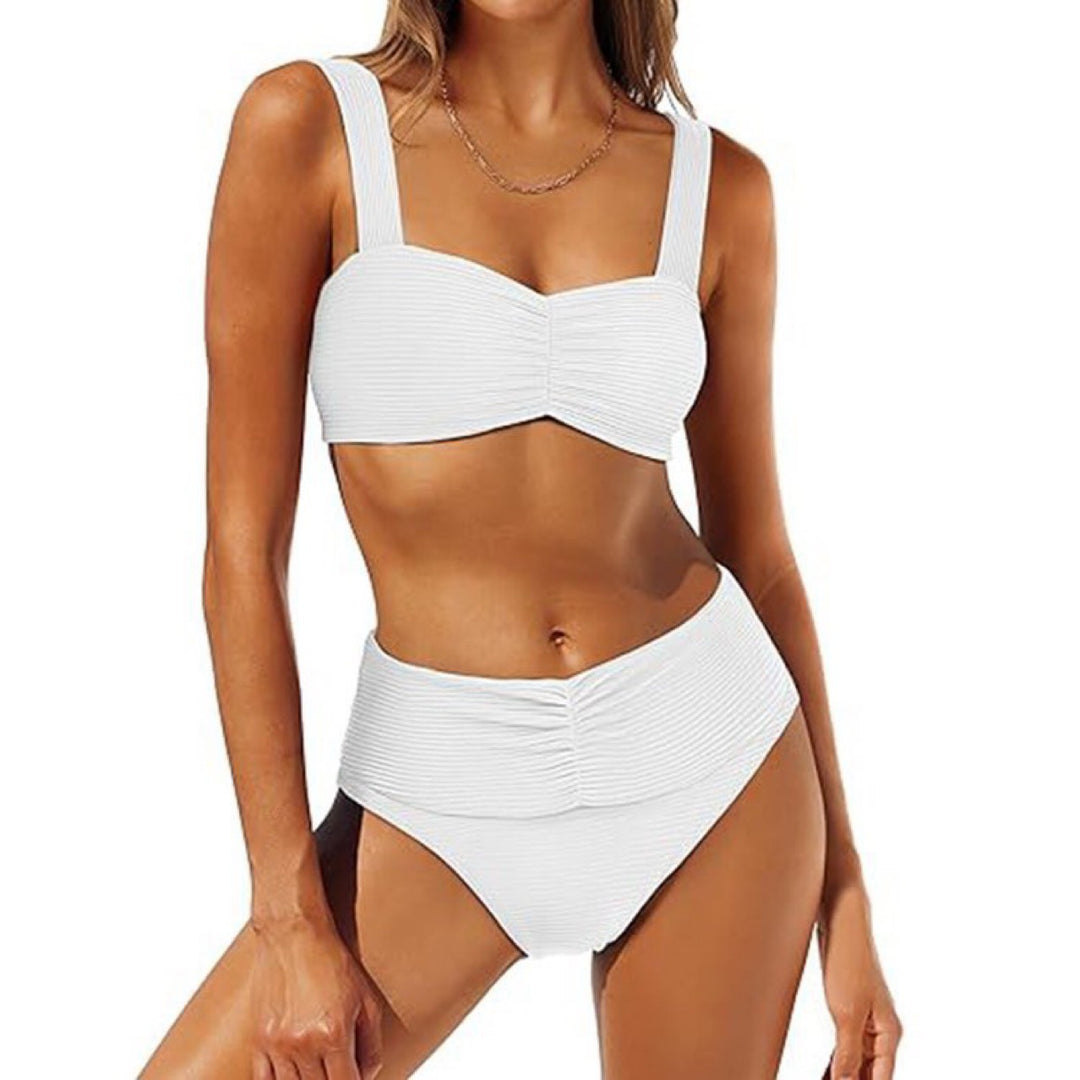 Damen Hochtailliertes Bikini-Set mit gerafftem Oberteil R&B