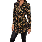 Damen lässige Bluse mit floralem Muster und Taillenknoten R&B
