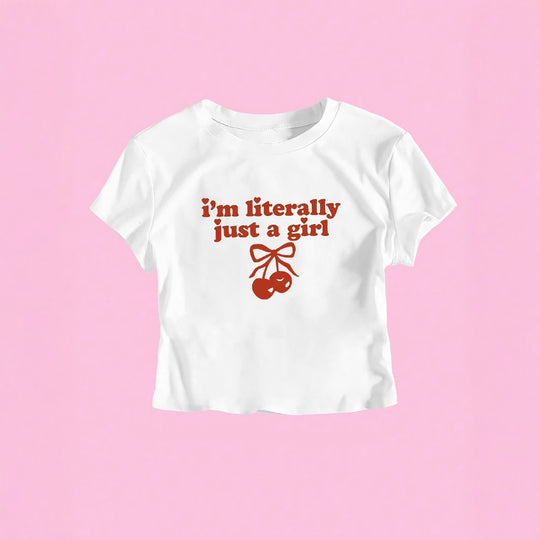 Damen Crop-T-Shirt mit frechem Kirschmotiv und verspielt künstlerischem Design R&B