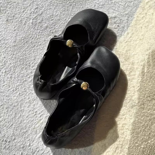 Damen Ballerinas mit dekorativem Kettenakzent und modischer Knopfdetail R&B