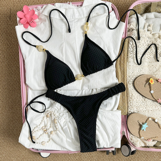 Damen Triangel-Bikini mit geflochtenem Muster R&B