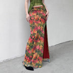 Damen Maxi-Rock mit floralem Chiffon-Design und seitlichem Schlitz R&B
